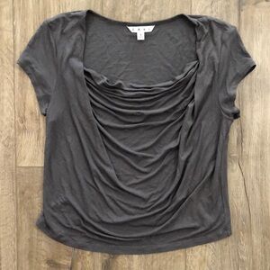 Worn once - CAbi Gray Ruched Short Sleeve Blouse